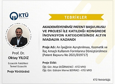 Prof. Dr. Oktay YILDIZ'a Altın Madalya